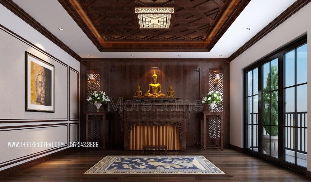 Thiết kế nội thất phòng thờ biệt thự Nam Định